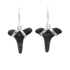 Starborn Dark Fossil Shark Tooth Sterling Silver Earrings
