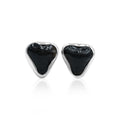 Starborn Black Fossil Shark Tooth Post Style Earrings in Sterling Silver