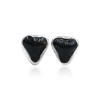 Starborn Black Fossil Shark Tooth Post Style Earrings in Sterling Silver
