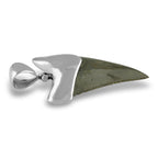 Starborn Dark Fossil Shark Tooth Cap Set Pendant in Fine Sterling Silver
