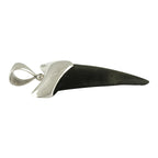 Starborn Dark Fossil Shark Tooth Cap Set Pendant in Fine Sterling Silver