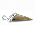 Starborn Light Fossil Shark Tooth Cap Set Pendant in Sterling Silver