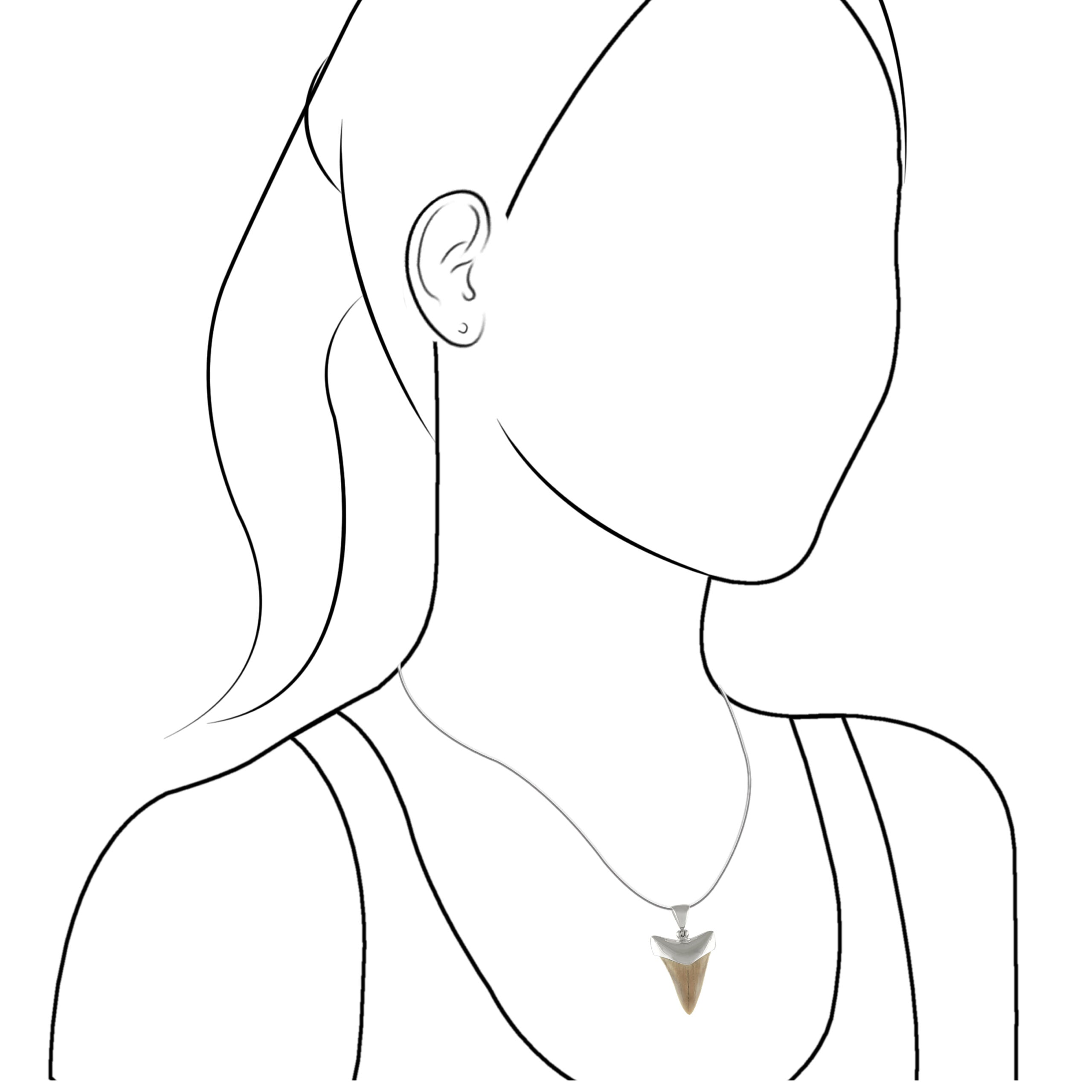 Starborn Light Fossil Shark Tooth Cap Set Pendant in Sterling Silver