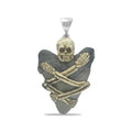 Starborn Fossilized Shark Tooth Pendant with Decorative Skeleton Carving
