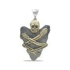 Starborn Fossilized Shark Tooth Pendant with Decorative Skeleton Carving