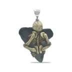 Starborn Fossilized Shark Tooth Pendant with Decorative Skeleton Carving