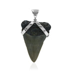 Starborn Dark Fossil Shark Tooth Pendant in Sterling Silver