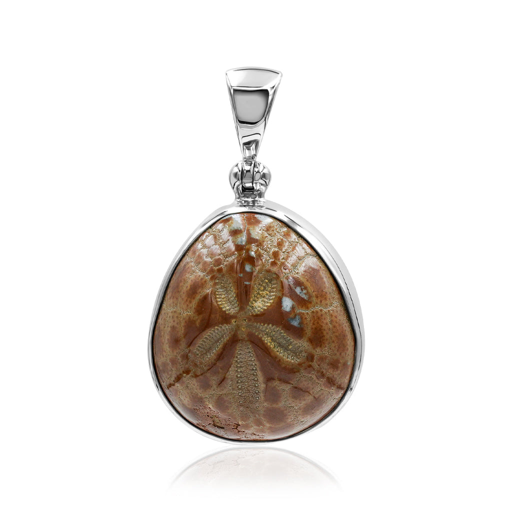 Starborn Fossil Sea Urchin Bezel Pendant in Sterling Silver