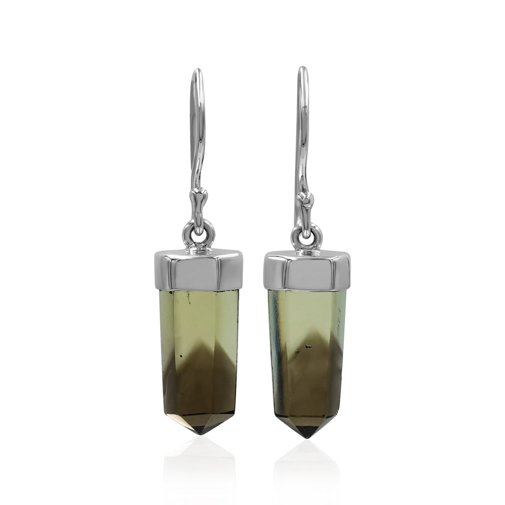 Starborn Phantom Gold Citrine Crystal Dangle Earrings in Sterling Silver - Small