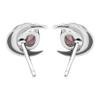 Starborn Faceted Oval Gemstone Post Earrings with Hammered Crescent Moon Accent in Sterling Silver