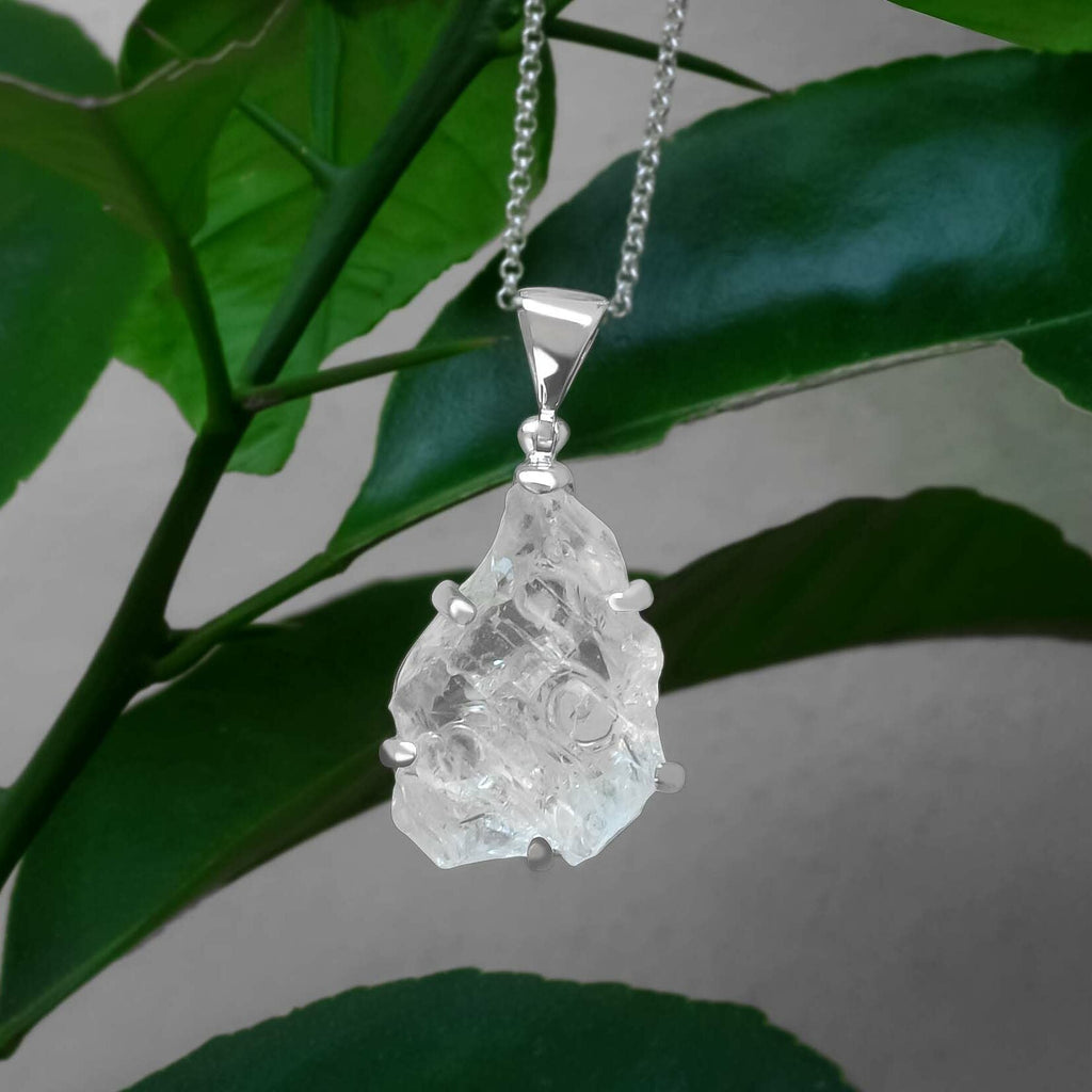 Starborn Goshenite Rough Pendant in Sterling Silver