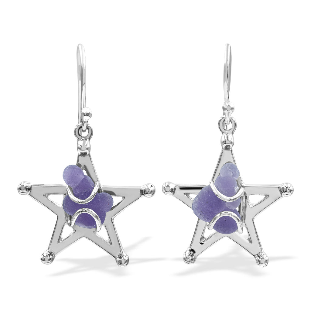 Starborn Grape Chalcedony Star Cage Earring in Sterling Silver