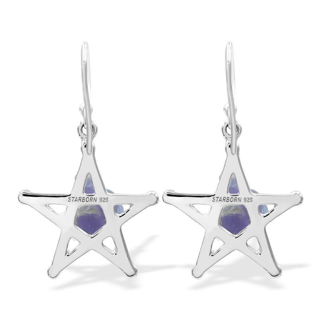 Starborn Grape Chalcedony Star Cage Earring in Sterling Silver