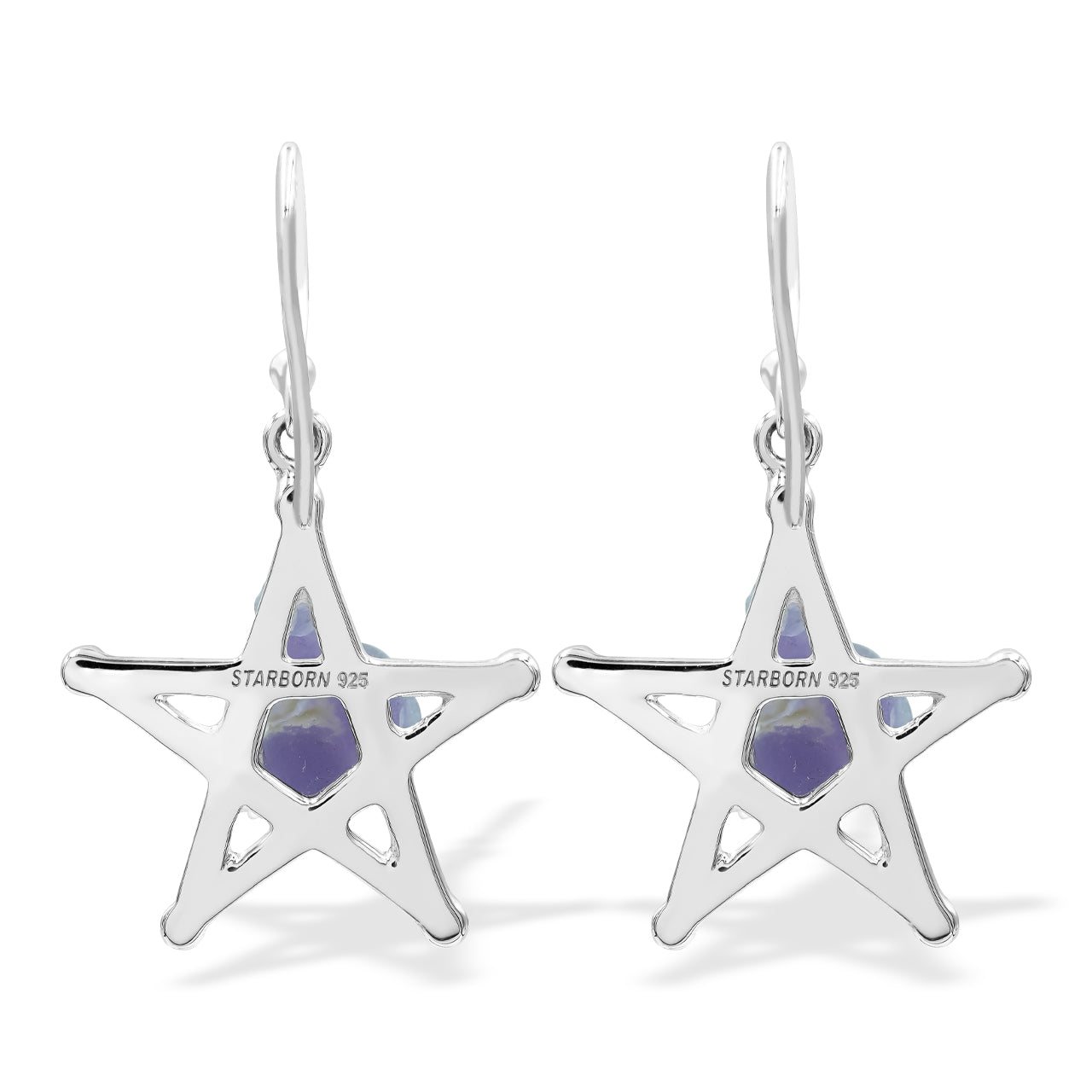 Starborn Grape Chalcedony Star Cage Earring in Sterling Silver