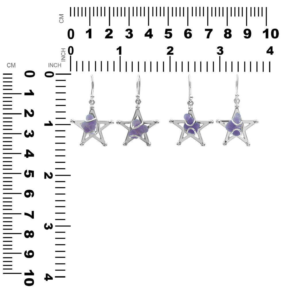Starborn Grape Chalcedony Star Cage Earring in Sterling Silver