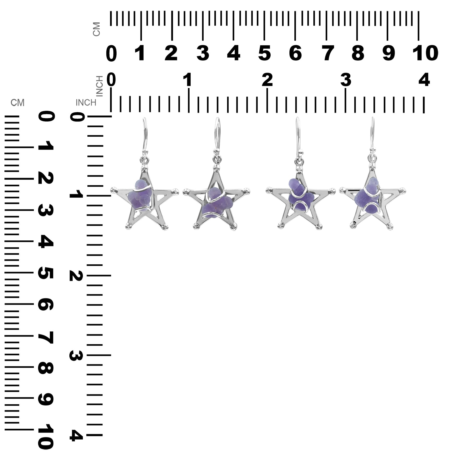 Starborn Grape Chalcedony Star Cage Earring in Sterling Silver
