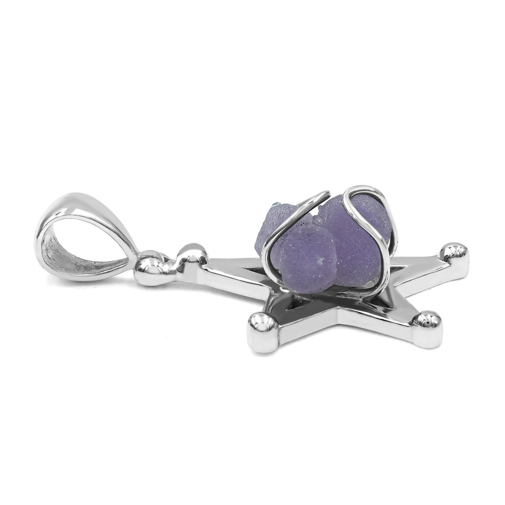 Starborn Grape Chalcedony Star Cage Pendant in Sterling Silver