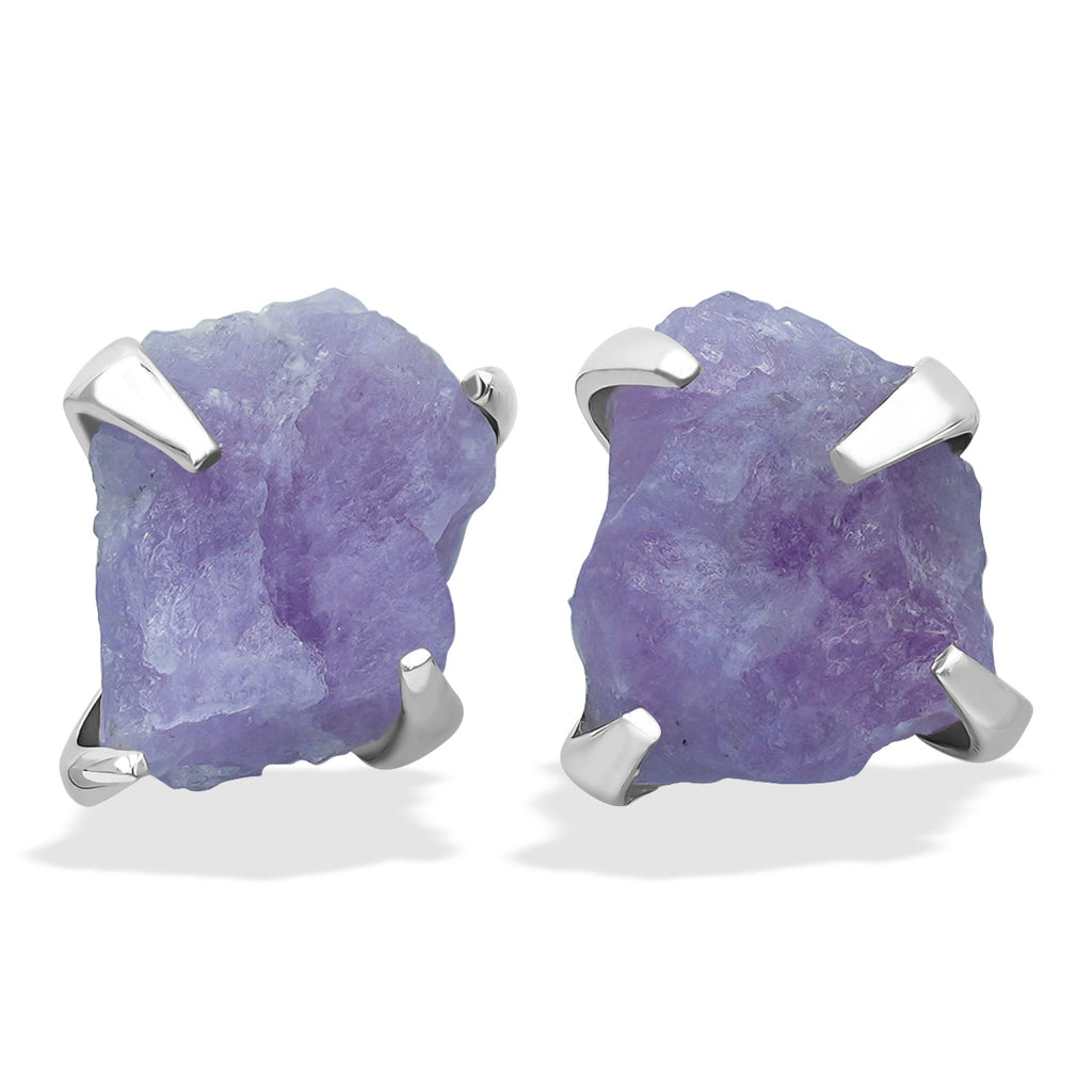 Starborn Fluorescent Hackmanite Prong Set Post Earrings in Sterling Silver