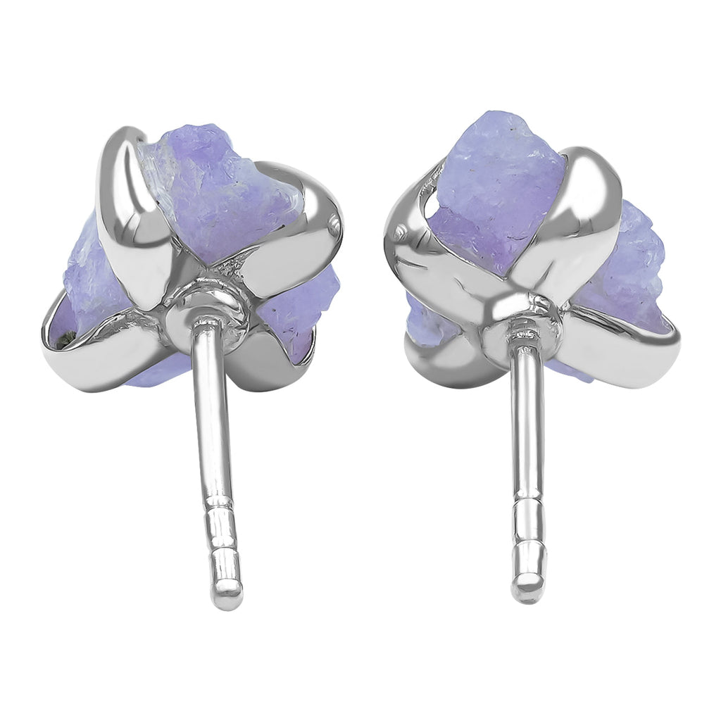 Starborn Fluorescent Hackmanite Prong Set Post Earrings in Sterling Silver