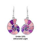 Starborn Nautilus Ammonite with Gemstones Inlay Earring in Sterling Silver - Large