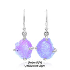 Starborn Rough Fluorescent Hackmanite Dangle Earrings in Sterling Silver