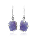 Starborn Rough Fluorescent Hackmanite Dangle Earrings in Sterling Silver