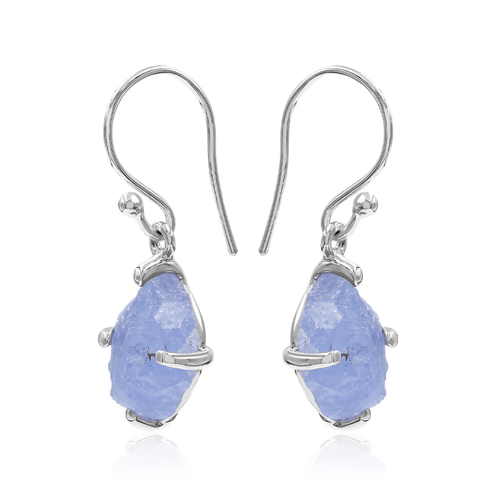 Starborn Rough Fluorescent Hackmanite Dangle Earrings in Sterling Silver