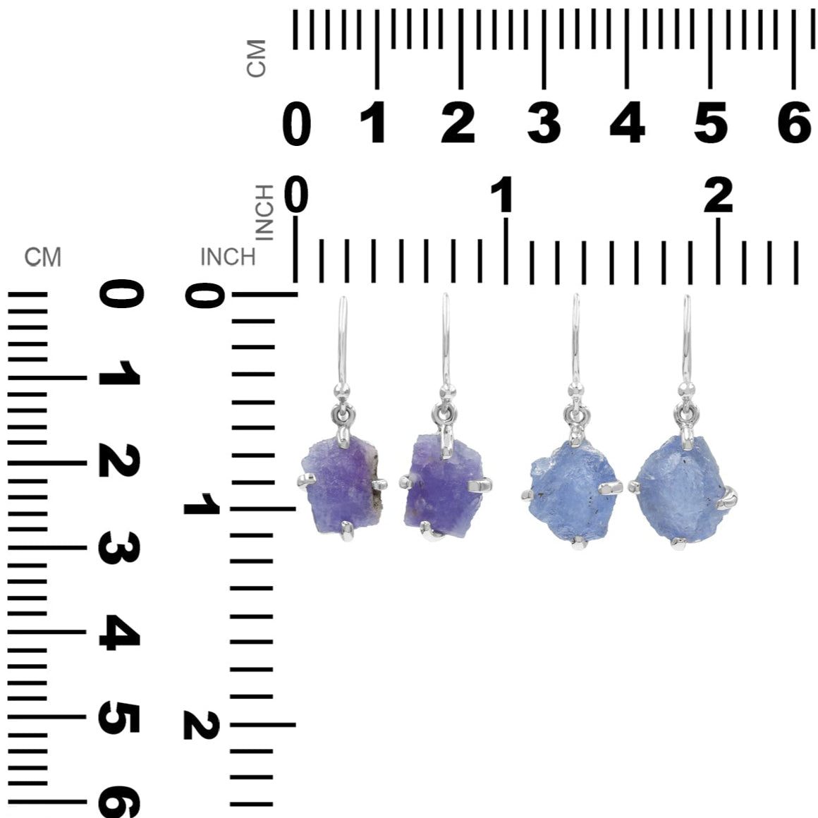Starborn Rough Fluorescent Hackmanite Dangle Earrings in Sterling Silver