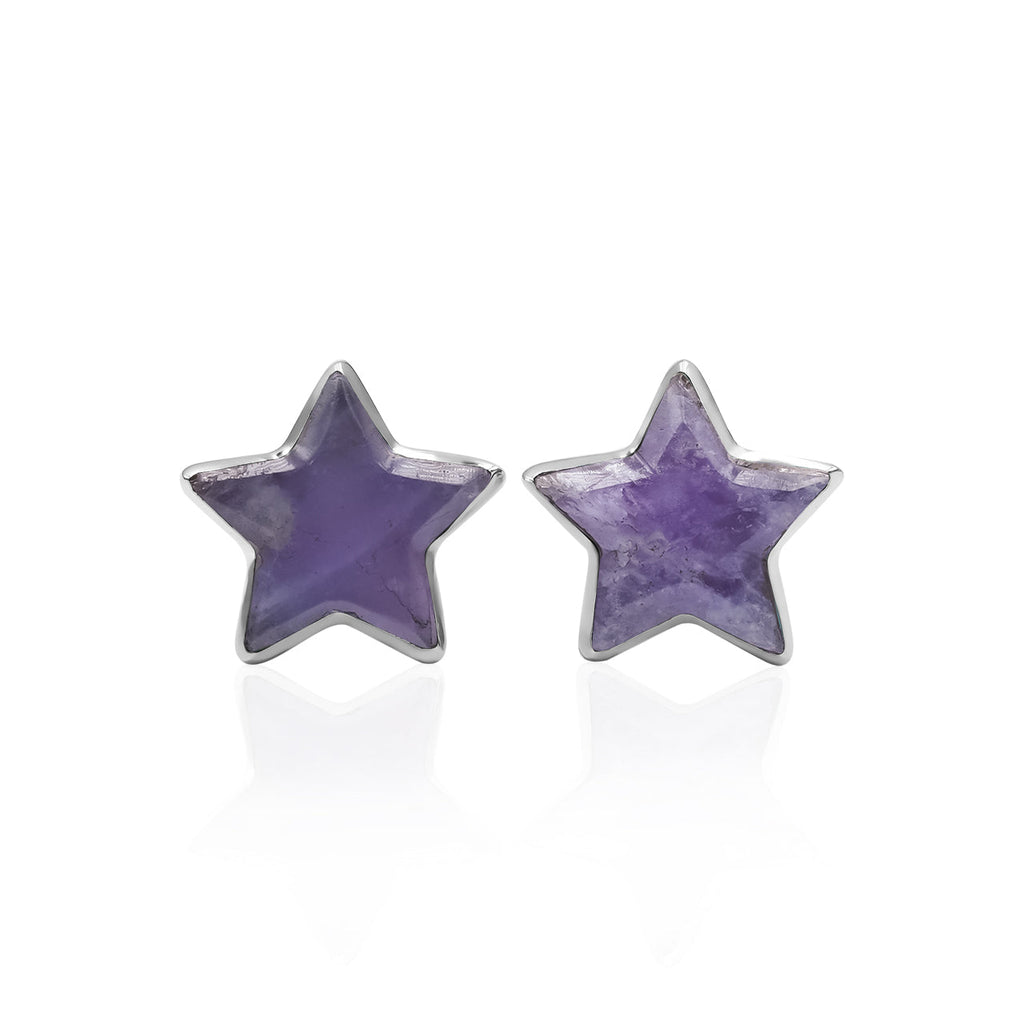 Starborn Gemstones Star Post Earrings in Sterling Silver