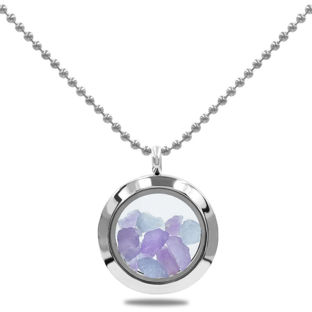Starborn Fluorescent Hackmanite Window Pendant Necklace in Stainless Steel
