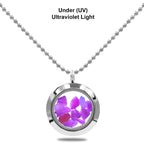 Starborn Fluorescent Hackmanite Window Pendant Necklace in Stainless Steel