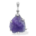 Starborn Fluorescent Hackmanite Prong Set Pendant in Sterling Silver