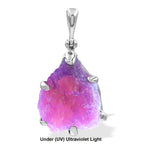 Starborn Fluorescent Hackmanite Prong Set Pendant in Sterling Silver