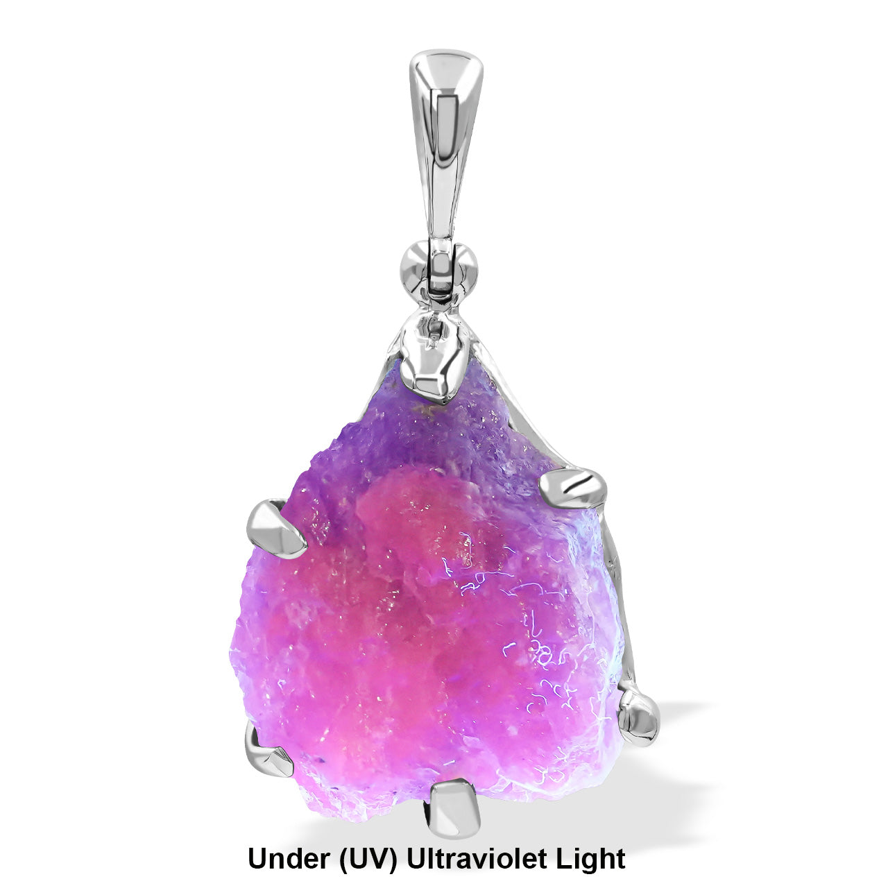 Starborn Fluorescent Hackmanite Prong Set Pendant in Sterling Silver