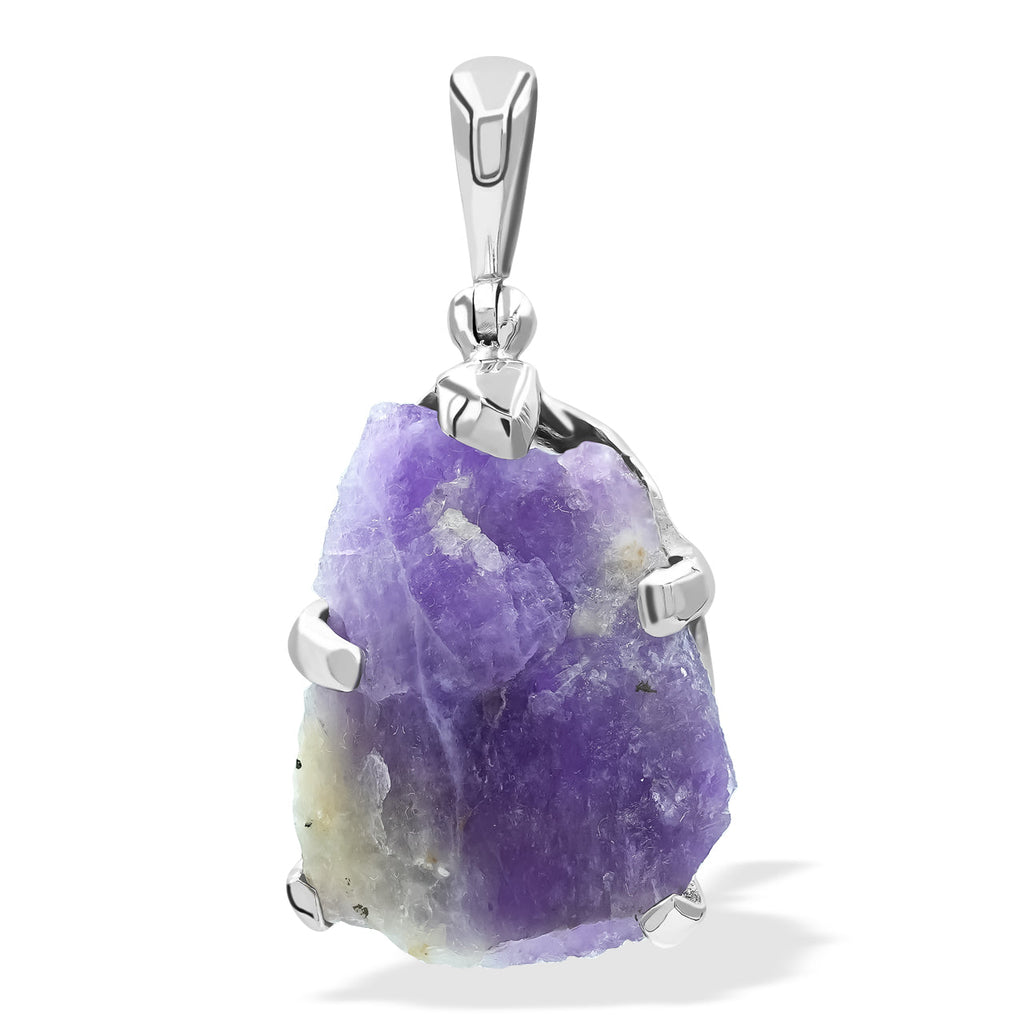 Starborn Fluorescent Hackmanite Prong Set Pendant in Sterling Silver