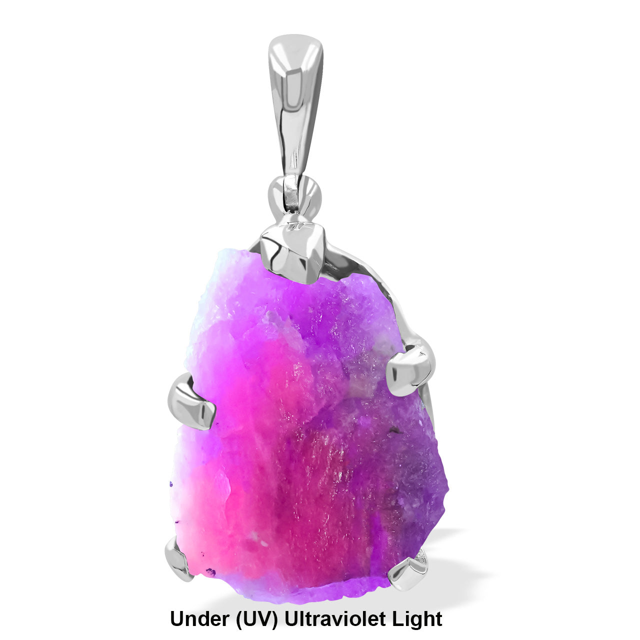 Starborn Fluorescent Hackmanite Prong Set Pendant in Sterling Silver