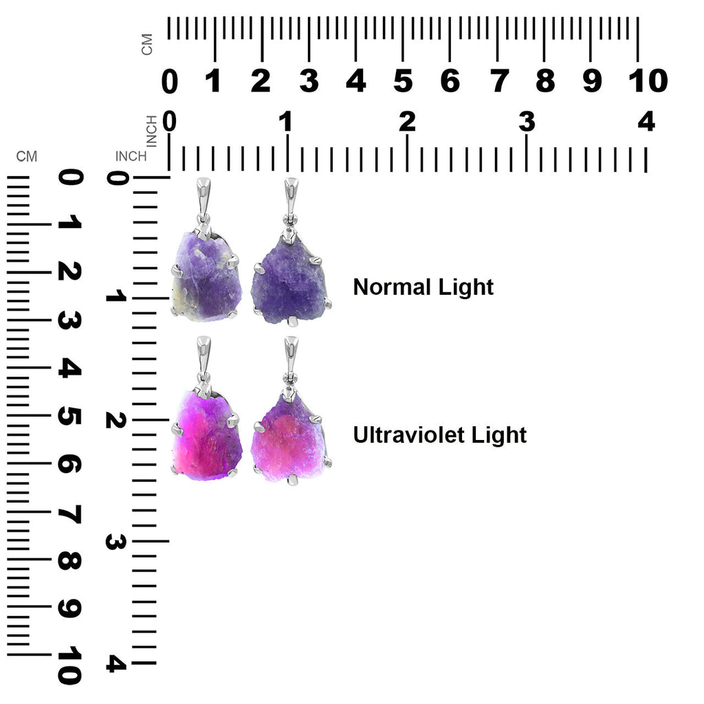 Starborn Fluorescent Hackmanite Prong Set Pendant in Sterling Silver