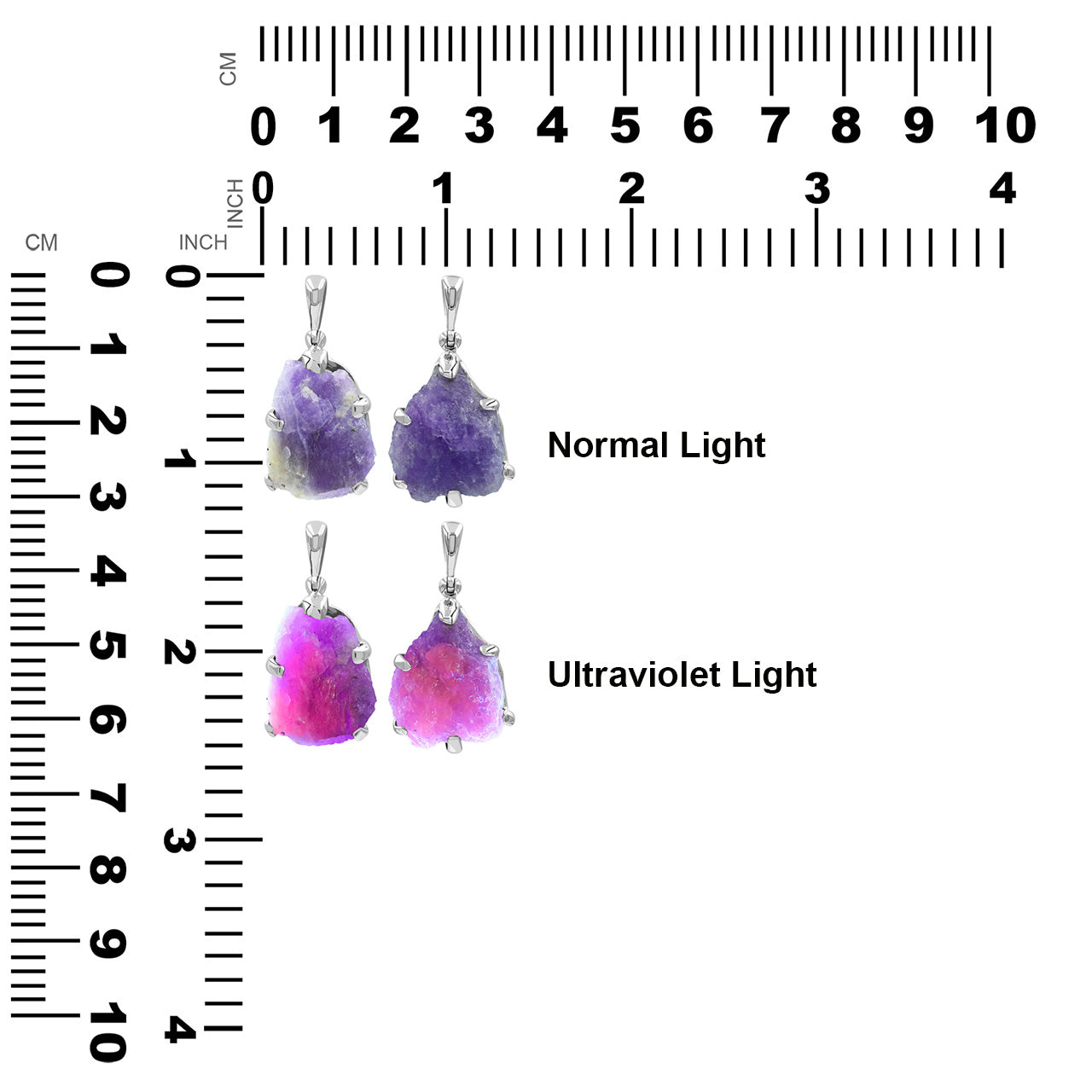 Starborn Fluorescent Hackmanite Prong Set Pendant in Sterling Silver