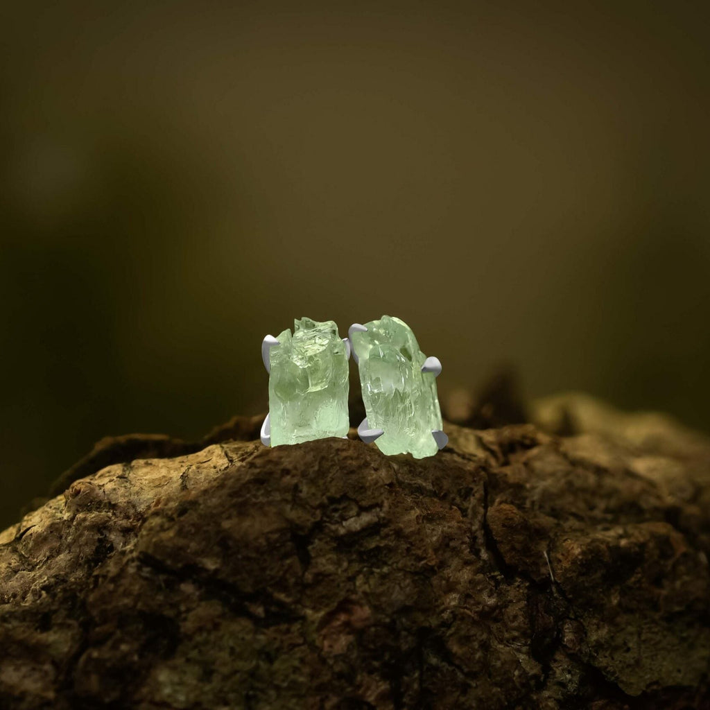 Starborn Hiddenite Crystal Post Earrings in Sterling Silver