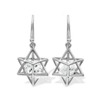 Starborn Merkabah Earrings with Herkimer Diamond Crystal in Sterling Silver