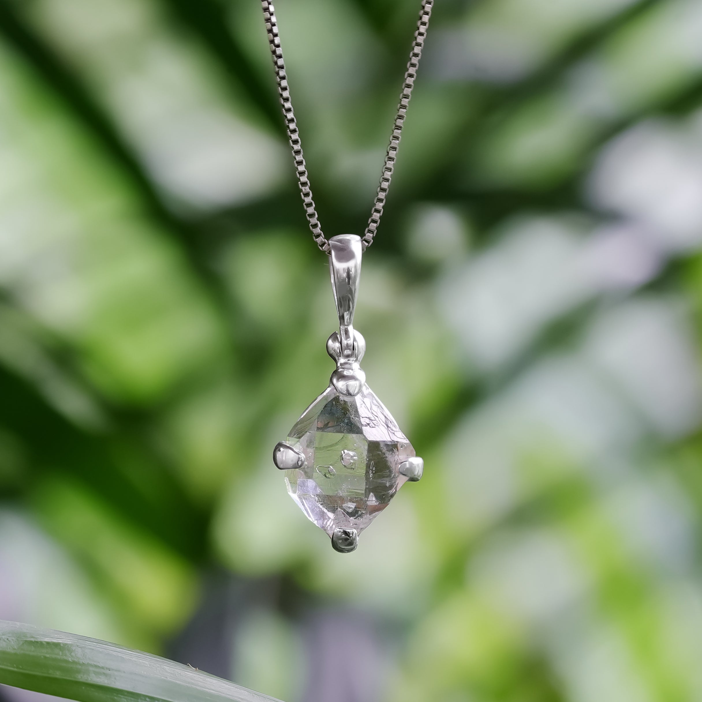 Starborn Herkimer Diamond Prong Set Pendant in Sterling Silver