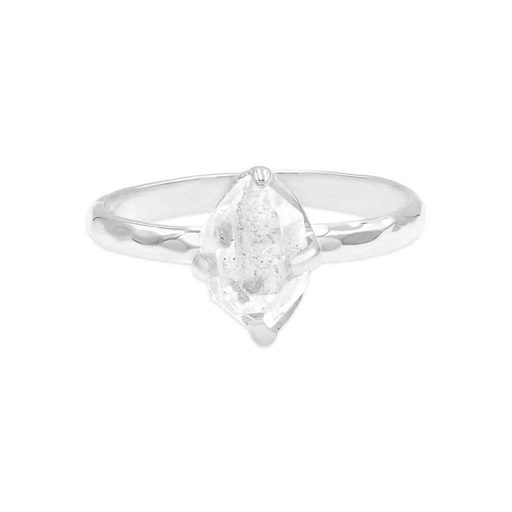 Starborn Herkimer Diamond Quartz Crystal Ring in Sterling Silver