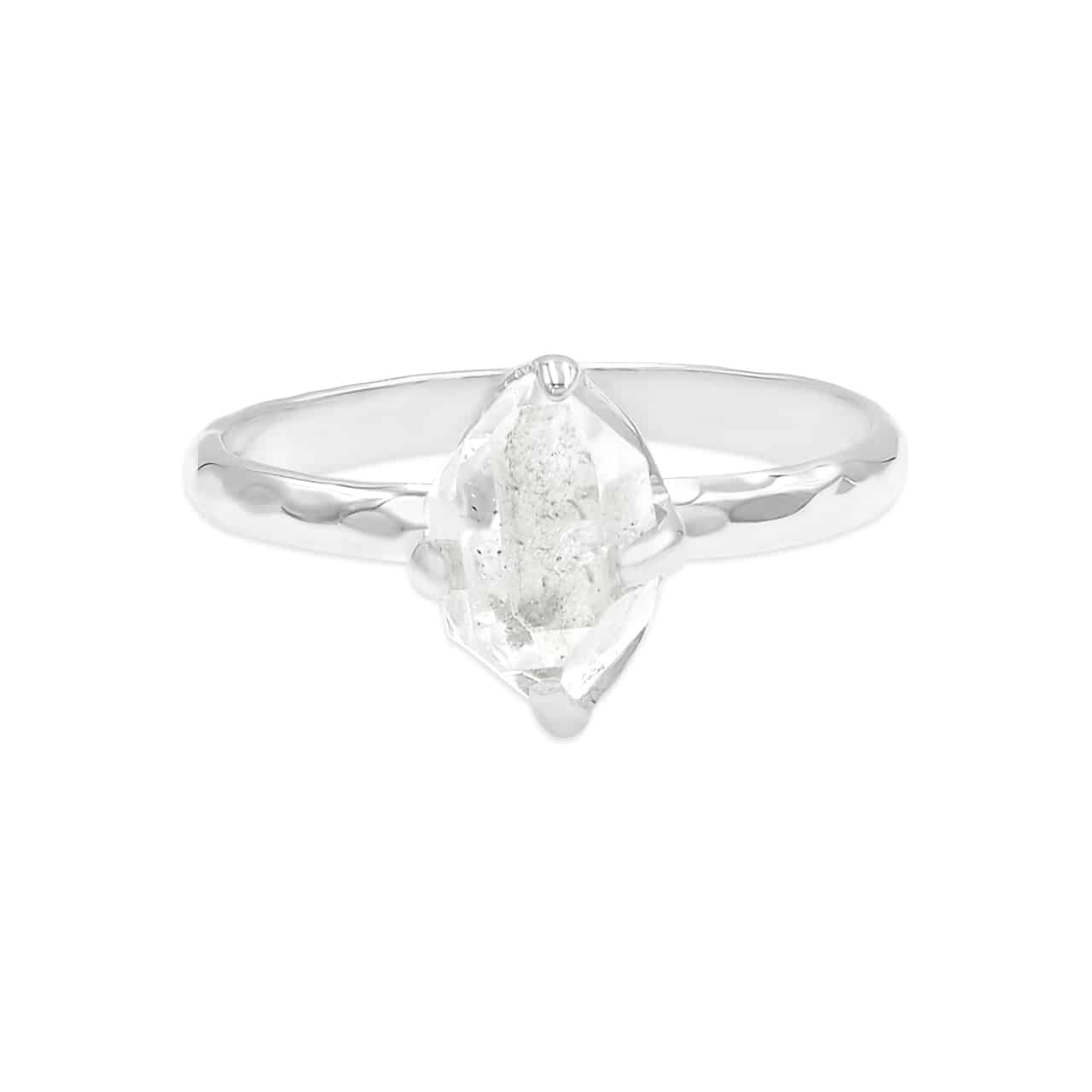 Starborn Herkimer Diamond Quartz Crystal Ring in Sterling Silver
