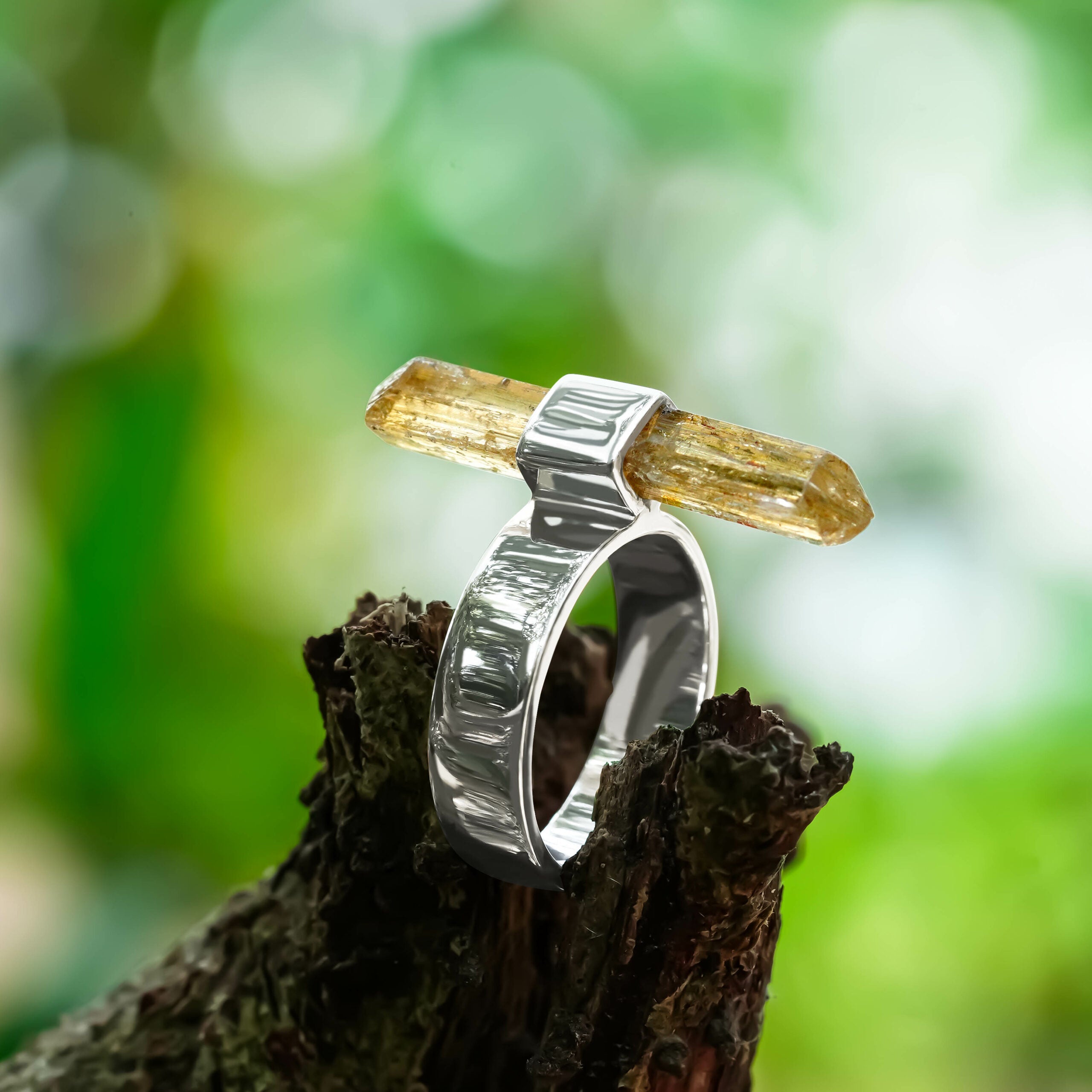 Starborn Imperial Topaz Crystal with Silver Band Ring in Sterling Silver