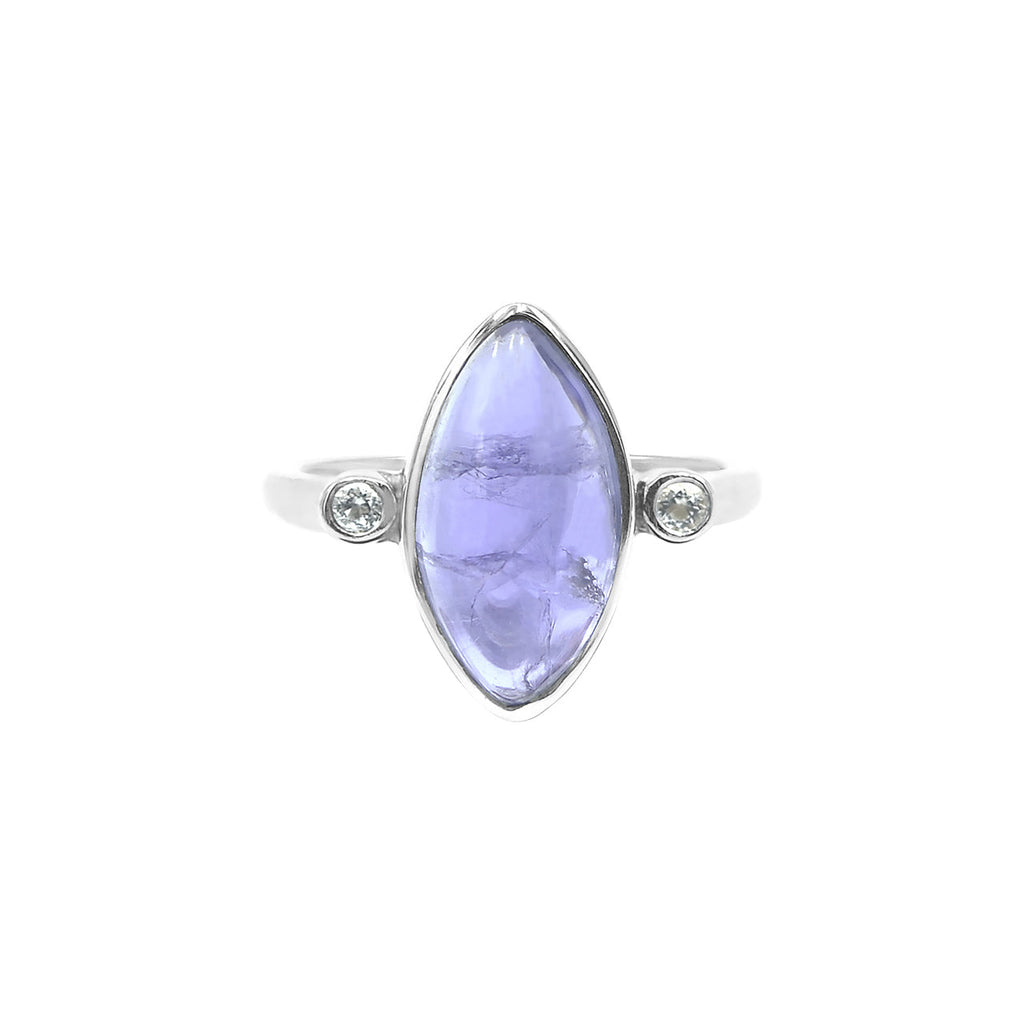 Starborn Marquise Cut Iolite Ring with Topaz Accents in Sterling Silver