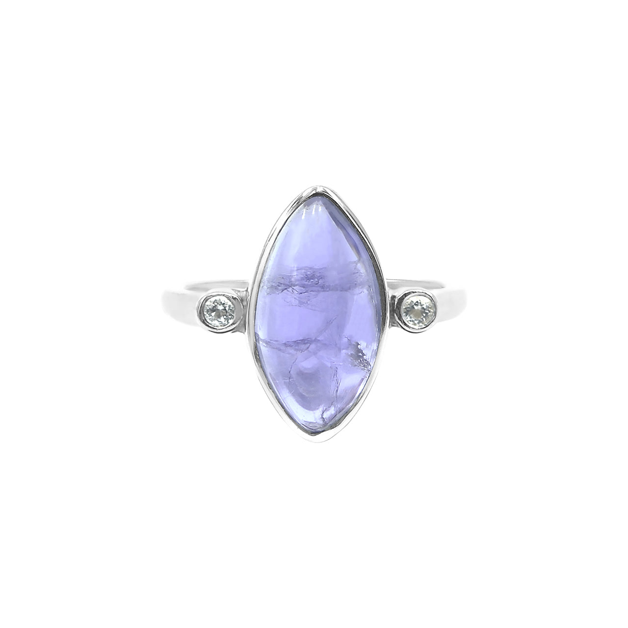 Starborn Marquise Cut Iolite Ring with Topaz Accents in Sterling Silver