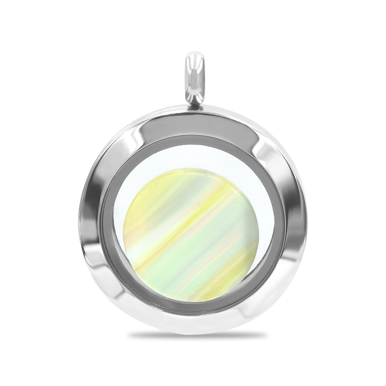 Starborn Iris Agate Window Pendant Necklace in Stainless Steel