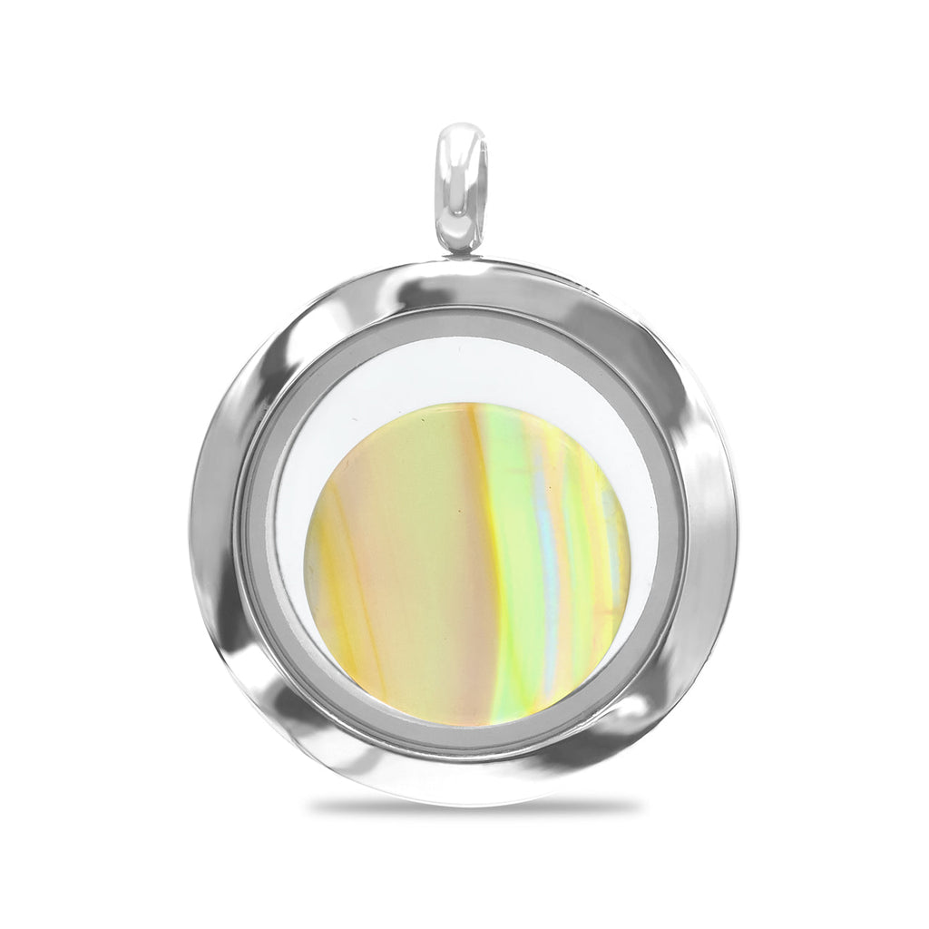 Starborn Iris Agate Window Pendant Necklace in Stainless Steel