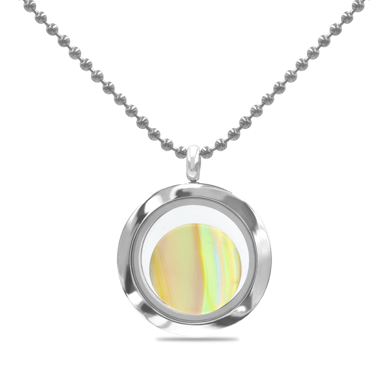 Starborn Iris Agate Window Pendant Necklace in Stainless Steel