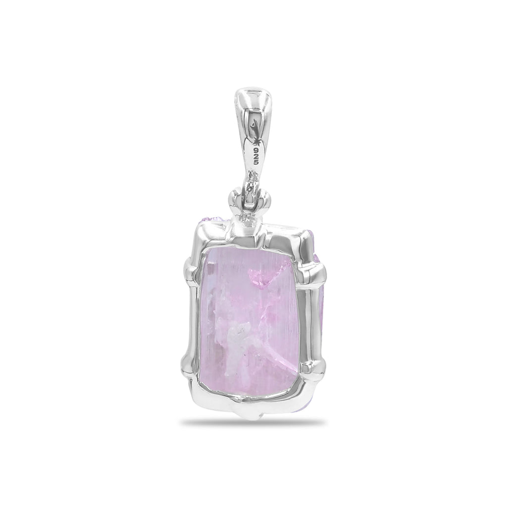 Starborn Kunzite Crystal Prong Set Pendant in Sterling Silver
